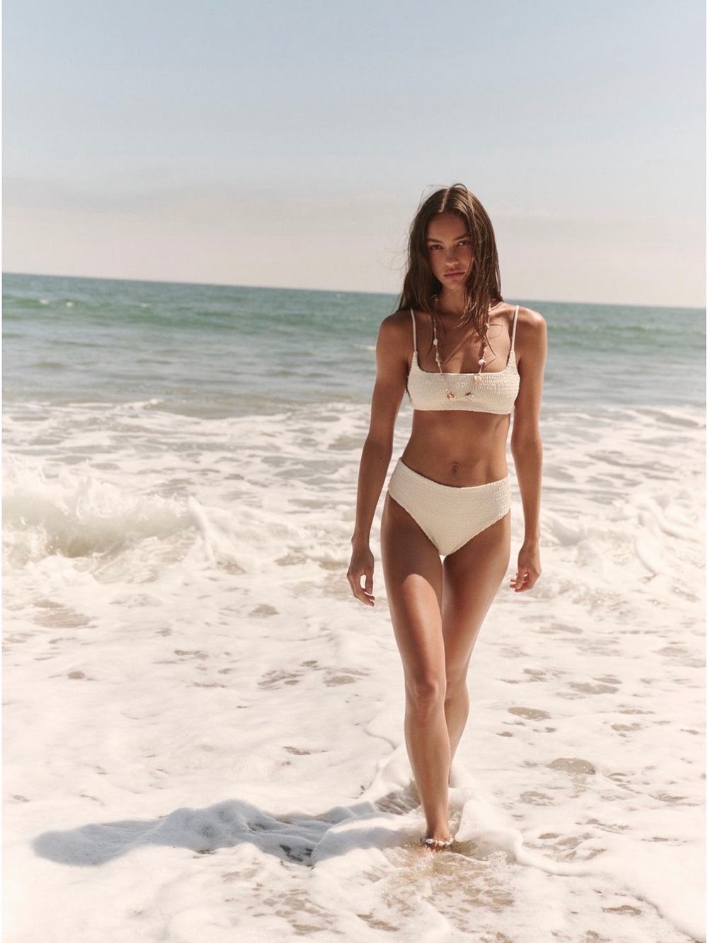 Free People Cream Textured Bikini bottom nwt